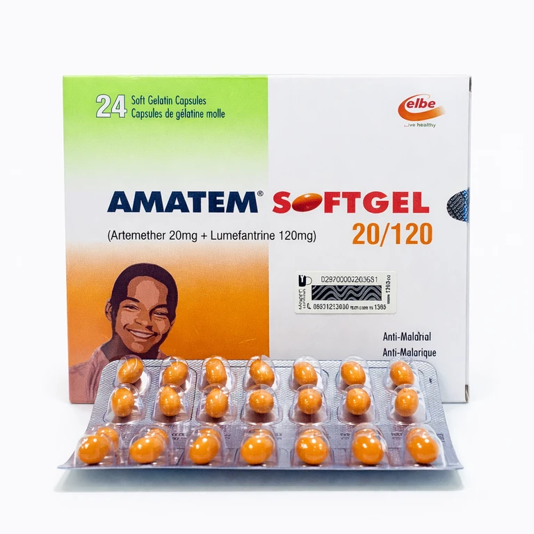 Amatem Softgel Capsules (Artemether 20 mg + Lumefantrine 120 mg) x 24 softgel capsules